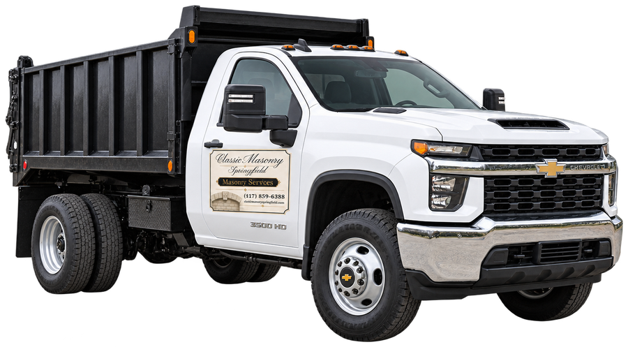 Classic Masonry Springfield branded masonry truck illustration